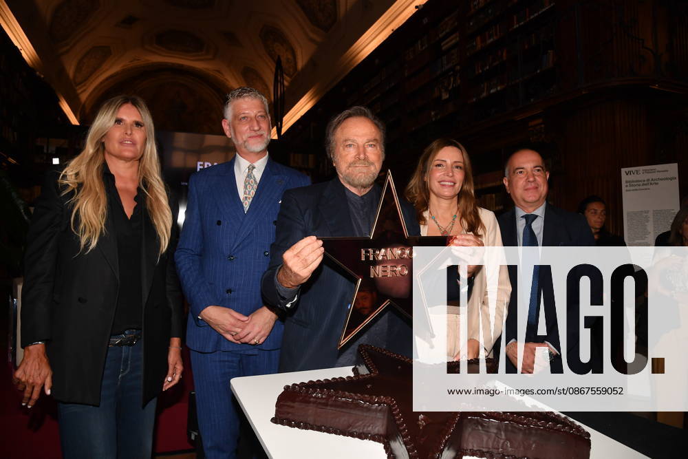 IPA88844521 - Rome, Ministry of Culture: Celebration for Franco Nero’s Stella Award. Pictured: Tiziana Rocca, Alessandro Giuli, Franco Nero, Lucia Borgonzoni