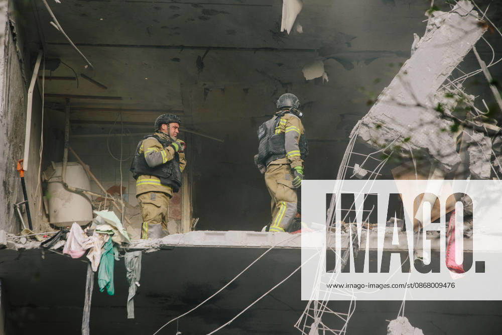 Consequences Of The Attack On Kharkiv Rescuers work inside a heavily damaged apartment in a residential building in Kharkiv, on September 28, 2026. Russian forces struck the building with at least two guided aerial bombs (KABs) early on the morning of September 28, 2026. Kharkiv Ukraine