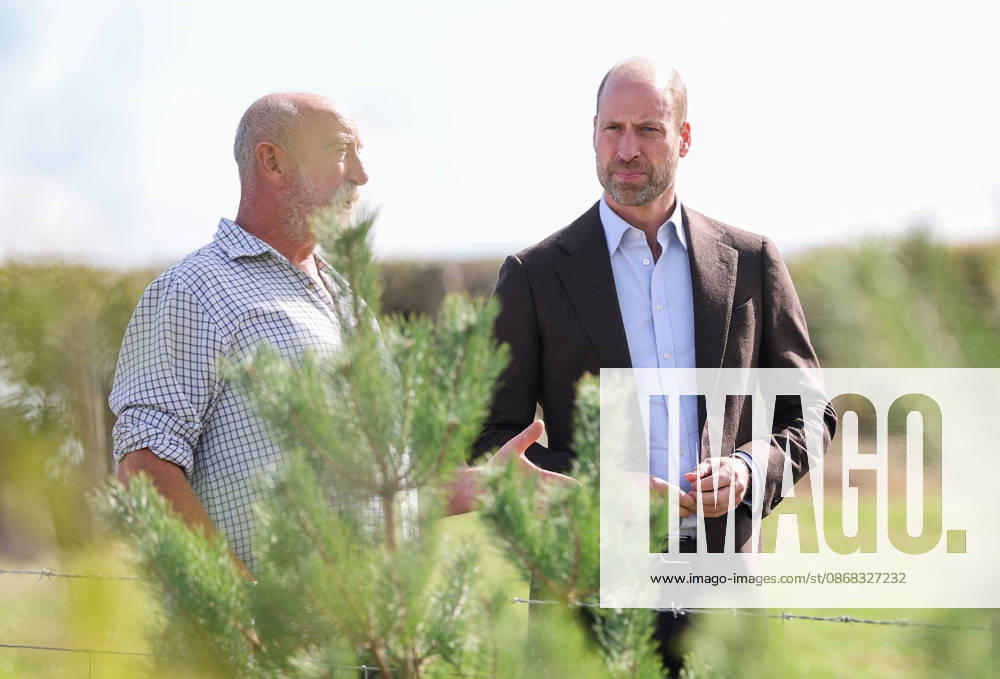 The Prince Of Wales Visits Monmouthshire And Herefordshire ABERGAVENNY, WALES - OCTOBER 01: Prince William, Prince Of Wales (R) speaks with Jim Beavan from Great Tre-rhew Farm, a local farming family, who have partnered with the charity Stump Up For Trees, to use their land for upstream flooding interventions and the charity s goal of planting one million native trees across South Wales, at White Castle Farm on October 01, 2026 in Abergavenny, Wales. The Prince of Wales visited the region to meet with those tackling the threat of flooding caused by extreme weather conditions., Credit:Chris Jackson PA ROTA - B68 Avalon United Kingdom, Wales, Abergavenny