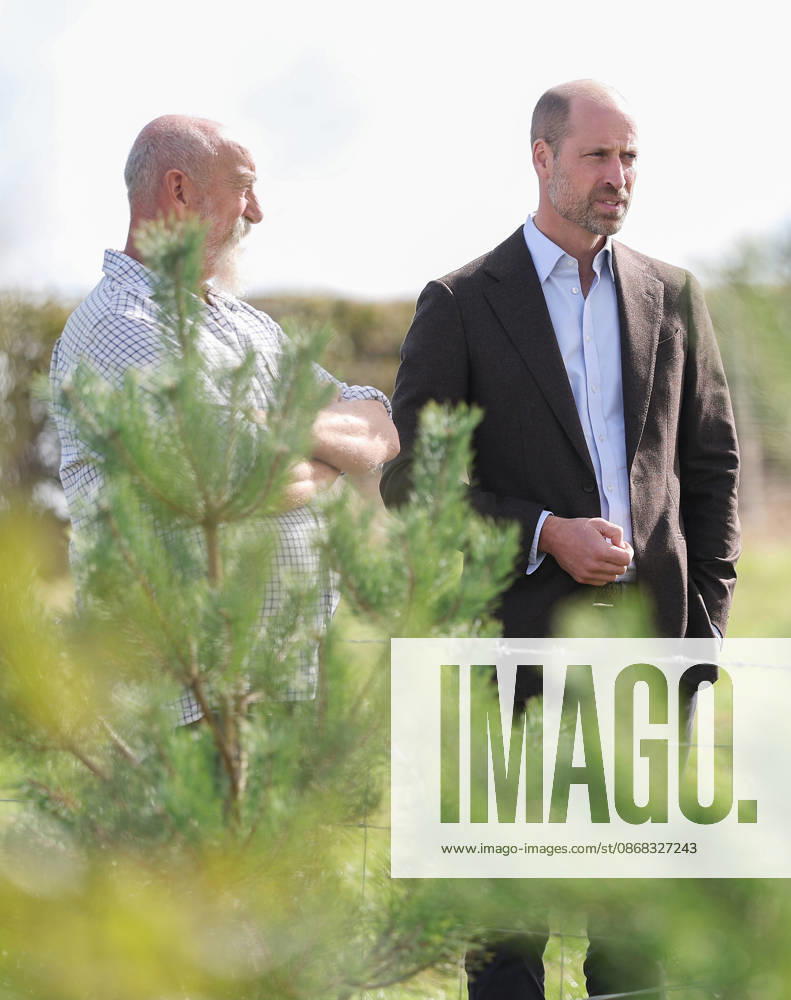 The Prince Of Wales Visits Monmouthshire And Herefordshire ABERGAVENNY, WALES - OCTOBER 01: Prince William, Prince Of Wales (R) speaks with Jim Beavan from Great Tre-rhew Farm, a local farming family, who have partnered with the charity Stump Up For Trees, to use their land for upstream flooding interventions and the charity s goal of planting one million native trees across South Wales, at White Castle Farm on October 01, 2026 in Abergavenny, Wales. The Prince of Wales visited the region to meet with those tackling the threat of flooding caused by extreme weather conditions., Credit:Chris Jackson PA ROTA - B68 Avalon United Kingdom, Wales, Abergavenny