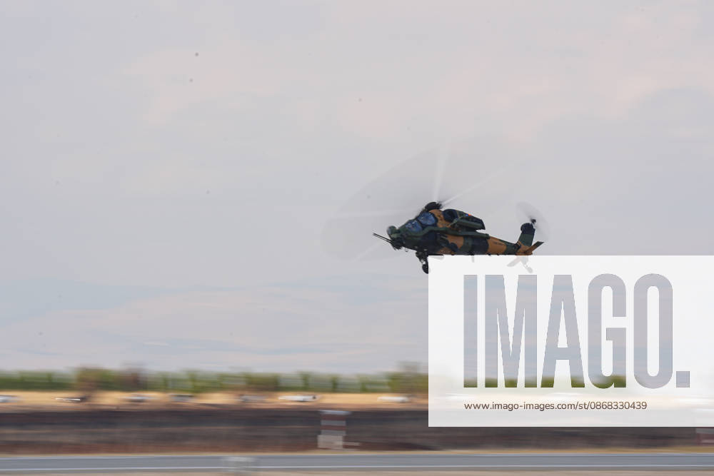 TEKNOFEST Southeast in Turkiye s Sanliurfa SANLIURFA, TURKIYE - OCTOBER 1: A T-129 (ATAK) helicopter performs a demonstration flight during the 15th edition of the Aviation, Space and Technology Festival (TEKNOFEST), the world s largest aviation, space and technology festival, on its second day at Sanliurfa GAP Airport in Sanliurfa, Turkiye, on October 1, 2026. Adem Kutucu Anadolu Sanliurfa Turkey. Editorial use only. Please get in touch for any other usage.