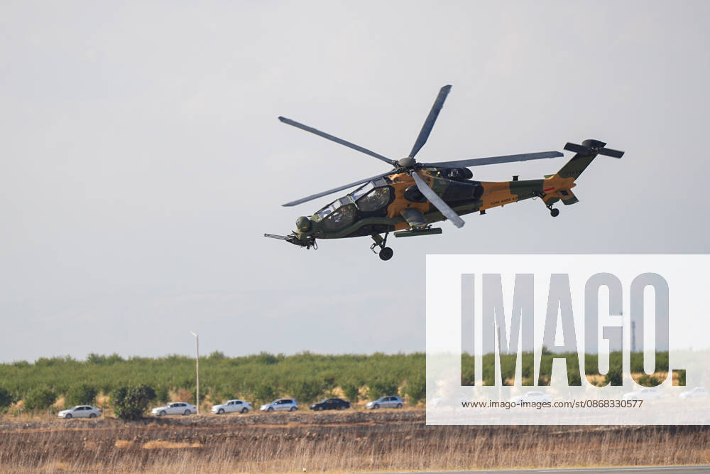 TEKNOFEST Southeast in Turkiye s Sanliurfa SANLIURFA, TURKIYE - OCTOBER 1: A T-129 (ATAK) helicopter performs a demonstration flight during the 15th edition of the Aviation, Space and Technology Festival (TEKNOFEST), the world s largest aviation, space and technology festival, on its second day at Sanliurfa GAP Airport in Sanliurfa, Turkiye, on October 1, 2026. Adem Kutucu Anadolu Sanliurfa Turkey. Editorial use only. Please get in touch for any other usage.