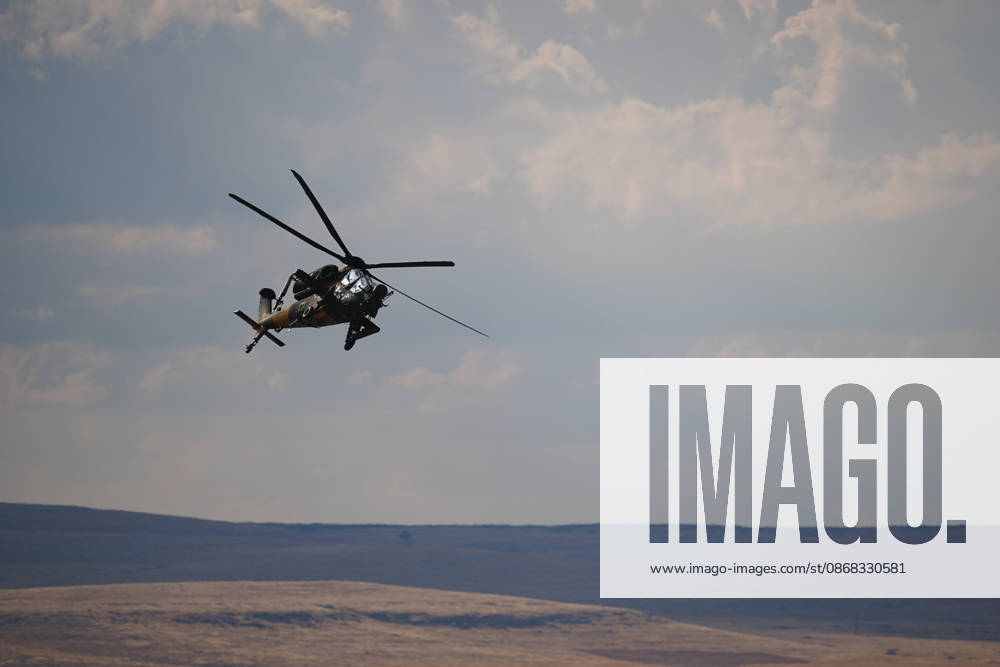 TEKNOFEST Southeast in Turkiye s Sanliurfa SANLIURFA, TURKIYE - OCTOBER 1: A T-129 (ATAK) helicopter performs a demonstration flight during the 15th edition of the Aviation, Space and Technology Festival (TEKNOFEST), the world s largest aviation, space and technology festival, on its second day at Sanliurfa GAP Airport in Sanliurfa, Turkiye, on October 1, 2026. Adem Kutucu Anadolu Sanliurfa Turkey. Editorial use only. Please get in touch for any other usage.