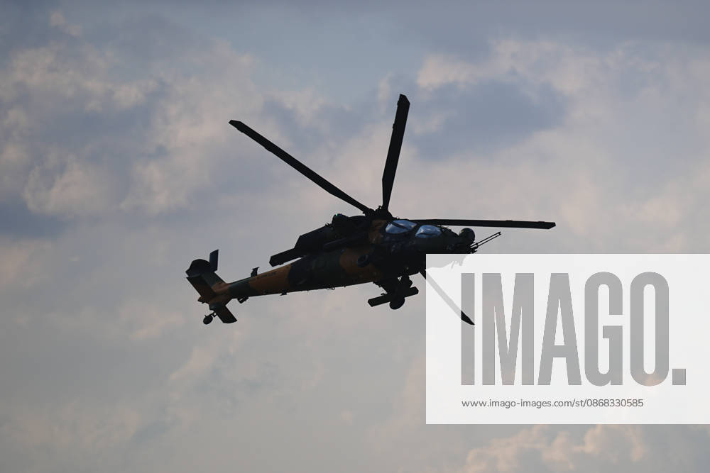 TEKNOFEST Southeast in Turkiye s Sanliurfa SANLIURFA, TURKIYE - OCTOBER 1: A T-129 (ATAK) helicopter performs a demonstration flight during the 15th edition of the Aviation, Space and Technology Festival (TEKNOFEST), the world s largest aviation, space and technology festival, on its second day at Sanliurfa GAP Airport in Sanliurfa, Turkiye, on October 1, 2026. Adem Kutucu Anadolu Sanliurfa Turkey. Editorial use only. Please get in touch for any other usage.