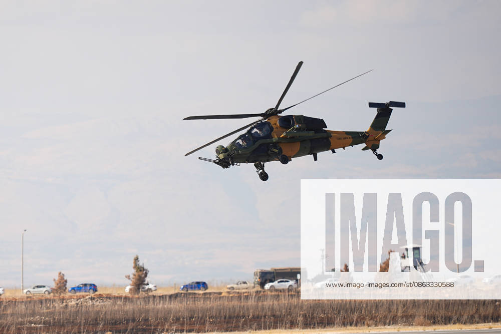 TEKNOFEST Southeast in Turkiye s Sanliurfa SANLIURFA, TURKIYE - OCTOBER 1: A T-129 (ATAK) helicopter performs a demonstration flight during the 15th edition of the Aviation, Space and Technology Festival (TEKNOFEST), the world s largest aviation, space and technology festival, on its second day at Sanliurfa GAP Airport in Sanliurfa, Turkiye, on October 1, 2026. Adem Kutucu Anadolu Sanliurfa Turkey. Editorial use only. Please get in touch for any other usage.