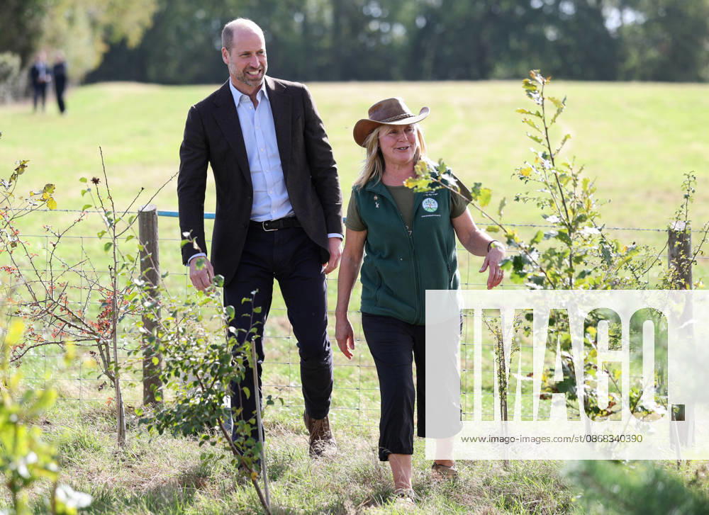 The Prince Of Wales Visits Monmouthshire And Herefordshire ABERGAVENNY, WALES - OCTOBER 01: Prince William, Prince Of Wales speaks with Kate Beavan from Great Tre-rhew Farm, a local farming family, who have partnered with the charity Stump Up For Trees, to use their land for upstream flooding interventions and the charity s goal of planting one million native trees across South Wales, at White Castle Farm on October 01, 2026 in Abergavenny, Wales. The Prince of Wales visited the region to meet with those tackling the threat of flooding caused by extreme weather conditions., Credit:Chris Jackson PA ROTA - B68 Avalon United Kingdom, Wales, Abergavenny