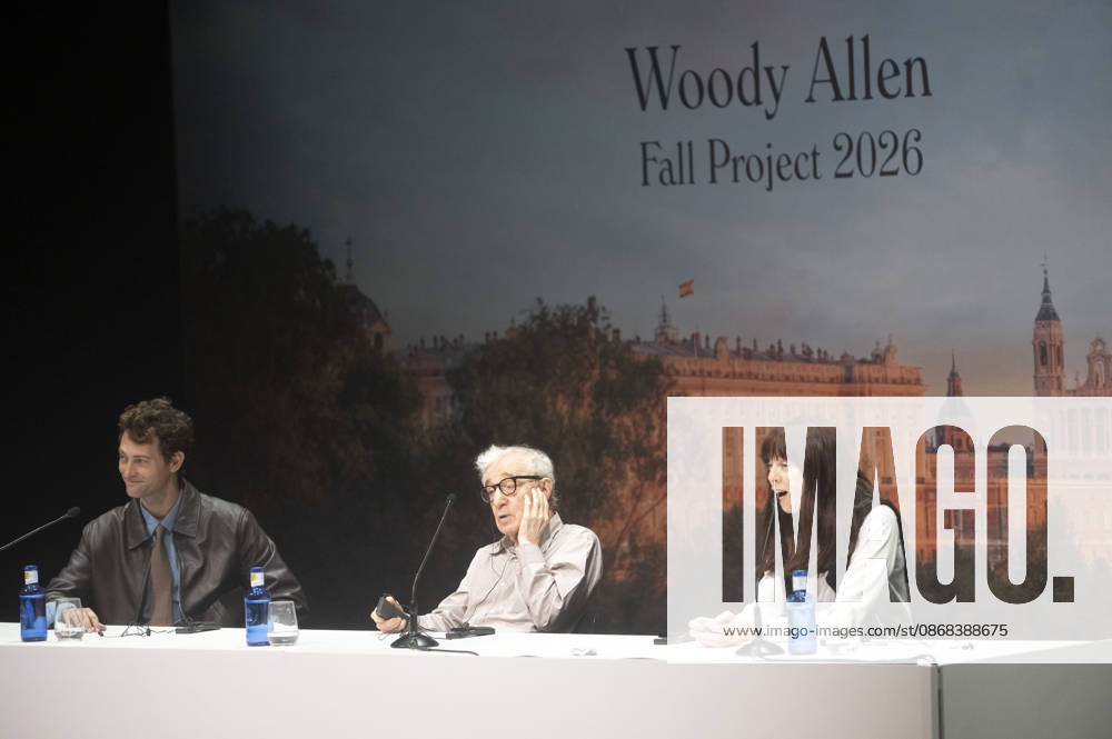 Peter Vives, Woody Allen und Alexi Wasser beim offiziellen Empfang zum Drehstart des Woody Allen Fall Project 2026 in den Teatros del Canal. Madrid