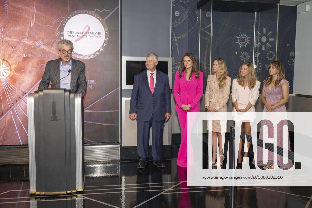 WILLIAM P. LAUDER, ELIZABETH HURLEY, MIRANDA MCKEON, BRIDGET BAHL and KATIE THURSTON visit the Empire State Building in New York to honor Breast Cancer Awareness Month and the Breast Cancer Campaign with The Estee Lauder Company. 1 October 2026 New York USA - ZUMAa265 20261001_zep_a265_004