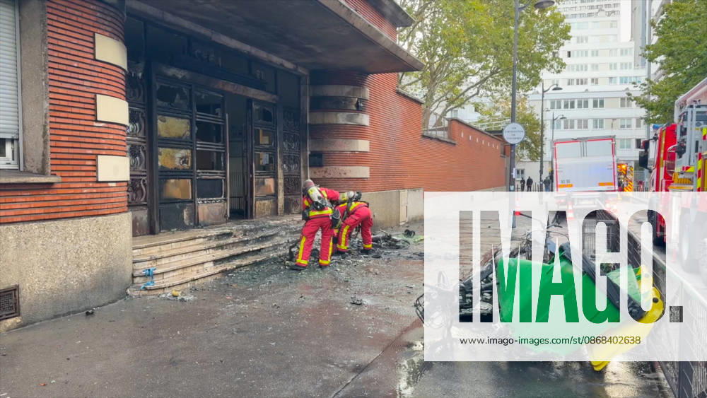 School Facade Burned During Student Blockade - Paris Videograbs - Firefighters work at the scene following an early morning blaze that damaged the facade of Gaston-Bachelard High School in the 13th arrondissement. The incident occurred as nationwide student blockades forced the closure of more than 400 high schools amid mounting political and security tensions. Paris, France, October 2, 2026. Photo by CLPRESS ABACAPRESS.COM Paris Ile-de-France France