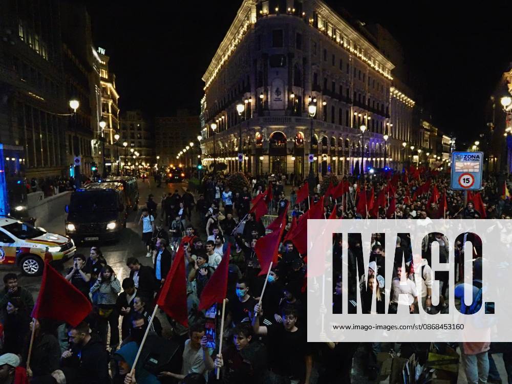 MADRID, SPAIN - October 02: Hundreds of people who remain camped in Puerta del Sol went out to march through the main streets of Madrid, passing through Calle Alcalo¡, Plaza de Cibeles and Plaza de Neptuno, and returned to the encampment in Puerta del Sol shouting The fight goes on, whatever it takes Madrid Spain - ZUMAh199 20261002_zip_h199_010