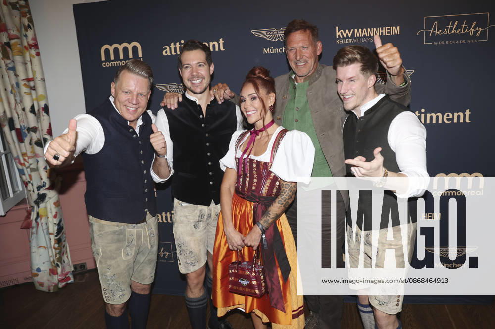 Axel Kahn, Henrik Heüveldop alias Dr. Rick, Tiger Kirchharz, Ralf Moeller und Dominik Bettray alias Dr. Nick beim 2. Fine Time Business Club Oktoberfest 2026 im Käfer-Stammhaus. München