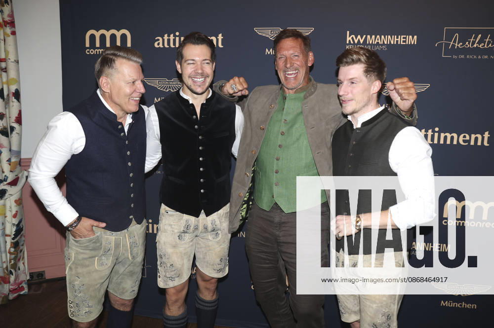 Axel Kahn, Henrik Heüveldop alias Dr. Rick, Ralf Moeller und Dominik Bettray alias Dr. Nick beim 2. Fine Time Business Club Oktoberfest 2026 im Käfer-Stammhaus. München