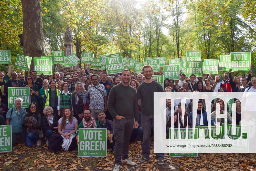 Green Party leader ZACK POLANSKI and co-leader of the Scottish Green Party ROSS GREER stand with supporters in St Pancras Gardens as Zack Polanski continues his campaign ahead of the upcoming Holborn and St Pancras by-election. London United Kingdom - ZUMAv130 20261003_zip_v130_008