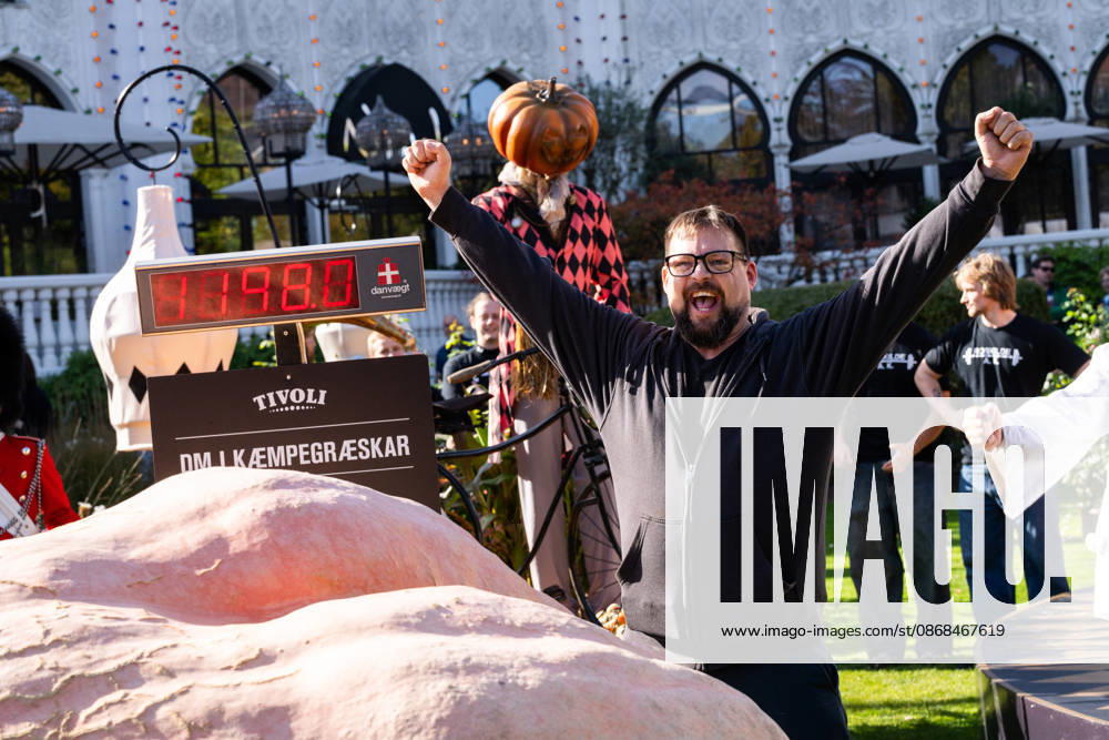 Danish Championship in Giant Pumpkins Revealed Peter Holst Olsen from Naestved and his giant pumpkin weighing 1198 kg wins the Danish Championship in Giant Pumpkins in Tivoli, Copenhagen on Saturday, October 3, 2026. (Photo: Emil Nicolai Helms Scanpix 2026) , Copenhagen Denmark