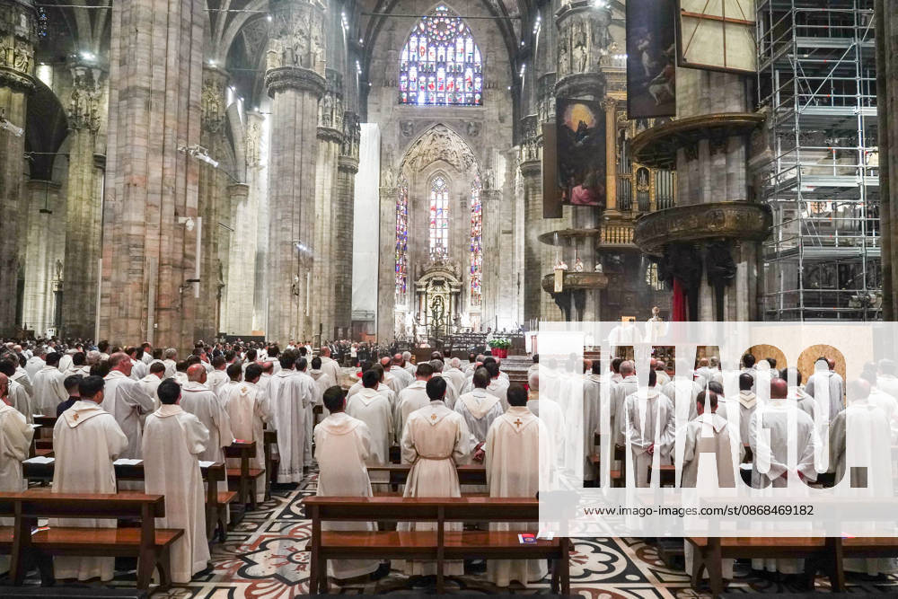IPA89253301 - MILAN, October 3, 2026 - Ordination ceremony for temporary deacons held in Milan Cathedral by Archbishop Mario Delpini.