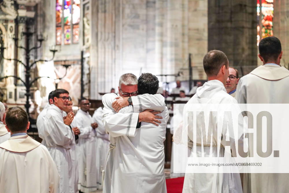 IPA89253366 - MILAN, October 3, 2026 - Ordination ceremony for temporary deacons held in Milan Cathedral by Archbishop Mario Delpini.