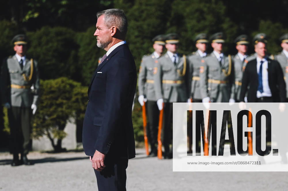 82nd anniversary of the Carpathina-Dukla Operation SVIDNIK, SLOVAKIA – OCTOBER 3: Peter Pellegrini, President of Slovakia (M) attends the wreath laying ceremony as Slovak officials, military personnel and members of the public gather to commemorate the 82nd anniversary of the Carpathian-Dukla Operation, one of the bloodiest military operations fought on Slovak territory during World War II. The commemorations take place at the Military Historical Museum in Svidnik and at the Dukla battlefield memorial complex, honouring the soldiers who fought and died during the operation, which marked the beginning of the direct liberation of Czechoslovakia. Robert Nemeti Anadolu Svidnik Slovakia. Editorial use only. Please get in touch for any other u