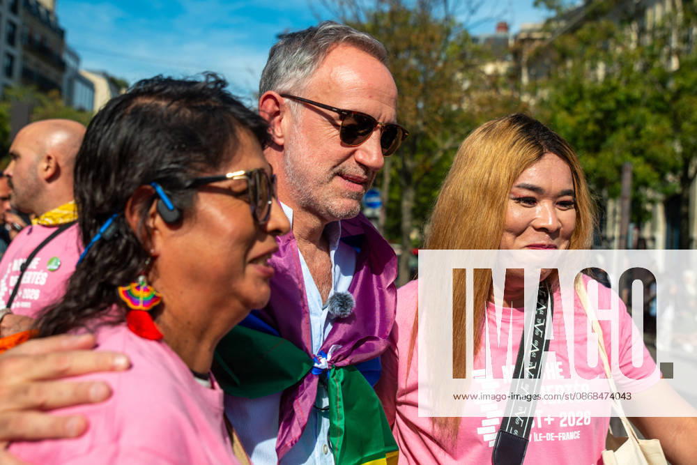 Politics At Paris Pride March - France Emmanuel Gregoire, Mayor of Paris, attends the Pride Parade to defend the rights of LGBTQ+ individuals, marching from Place d Italie to Bastille in Paris, France on October 3, 2026. Photo by Denis Prezat ABACAPRESS.COM Paris France