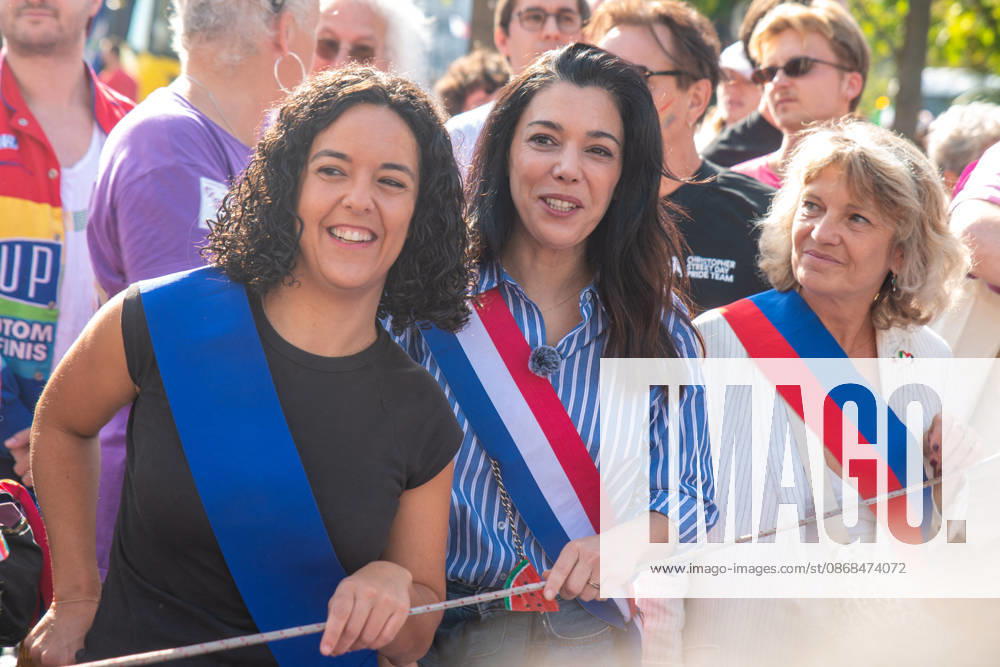 Politics At Paris Pride March - France Manon Aubry and Sophia Chikirou attend the Pride Parade to defend the rights of LGBTQ+ individuals, marching from Place d Italie to Bastille in Paris, France on October 3, 2026. Photo by Denis Prezat ABACAPRESS.COM Paris France