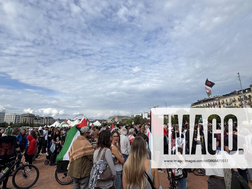 Thousands march in Geneva in support of Gaza GENEVA, SWITZERLAND - OCTOBER 3: Thousands of people march through city center in support of the Palestinian people and to call for an end to the war in Gaza, near the Mont Blanc Bridge in Geneva, Switzerland on October 3, 2026. Demonstrators carry Palestinian flags and chant slogans in Arabic, English and French as they march through the city center for hours. The protesters also call for a boycott of Israel and an end to the conflict in Gaza. Muhammet Ikbal Arslan Anadolu Geneva Switzerland. Editorial use only. Please get in touch for any other usage.
