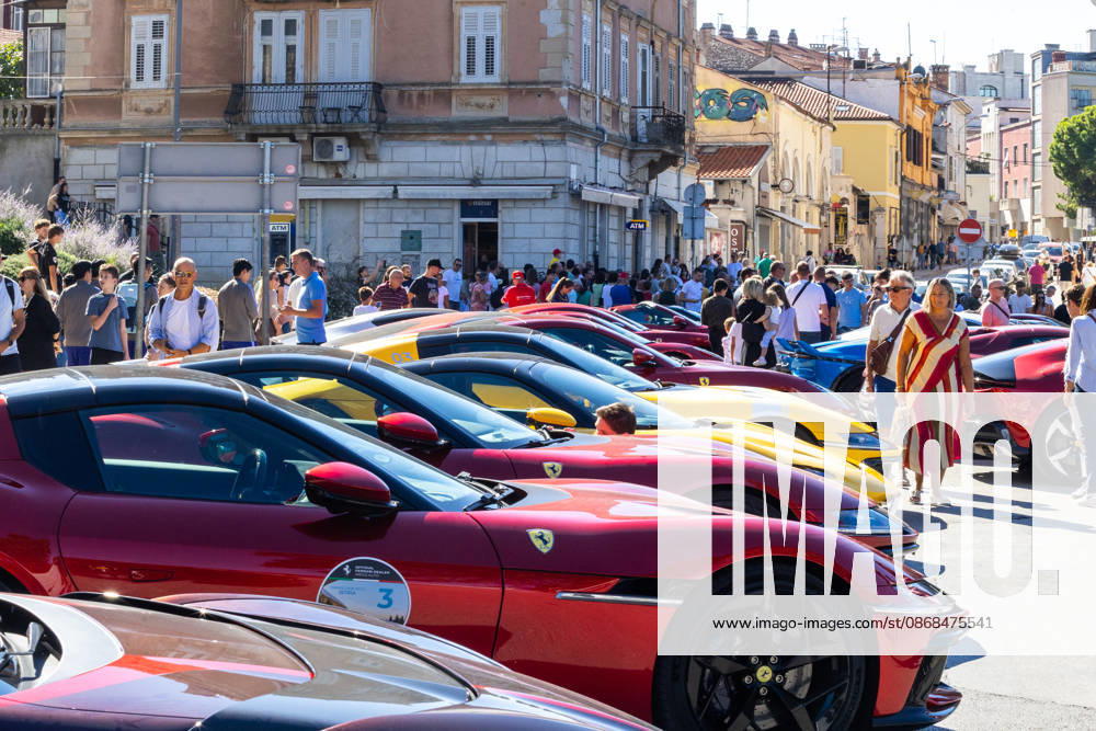 Ferrari Tour stops in Pula Luxury Ferrari sports cars taking part in a Ferrari Tour organized by Ineco Auto, are seen in front of the Roman Arena in Pula, Croatia, on October 3, 2026. While the drivers visit the ancient amphitheatre, local residents gather to watch and admire the vehicles. SreckoxNiketic PIXSELL