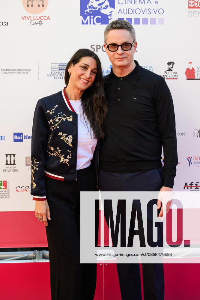 Nicolas Winding Refn on the red carpet at the Lucca Film Festival with actress Donatella Finocchiaro to receive the Golden Panther Award and preview the film Her Private Hell , Lucca, 03 10 2026 Lucca Italy - ZUMAa289 20261003_zia_a289_218