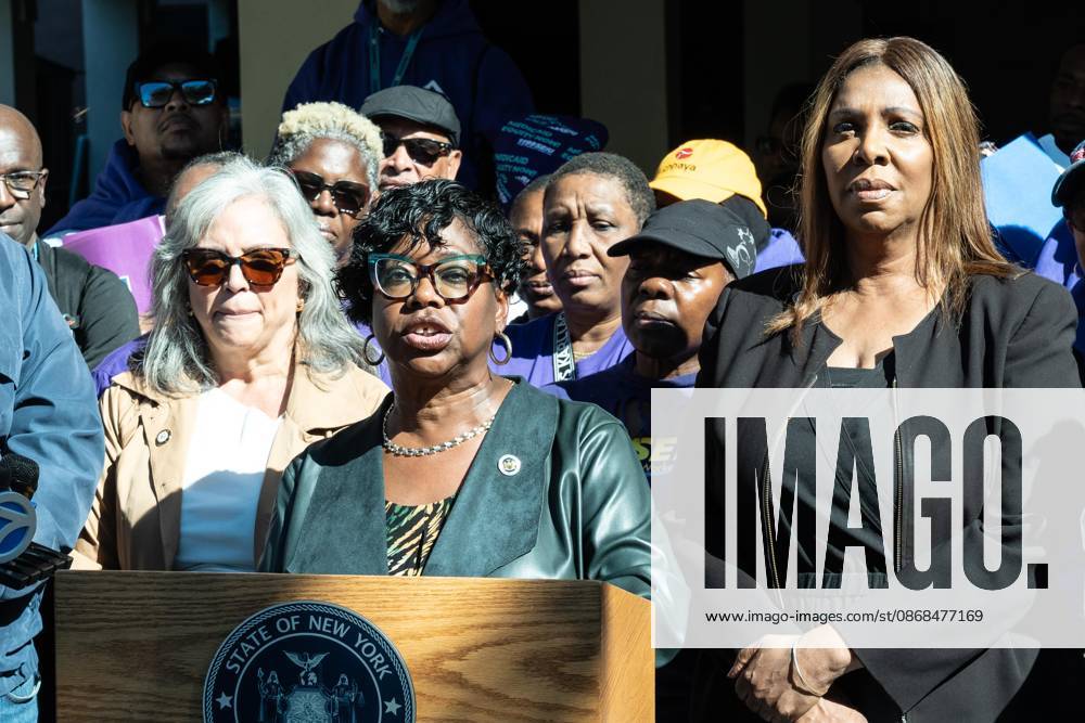 Bronx District Attorney Darcel Clark speaks at State Attorney General Letitia James rally to help New Yorkers protect their homes at Bronx Bethany Church in the Bronx borough of New York, NY on October 3, 2026 Bronx USA - ZUMAr339 20261003_znp_r339_012