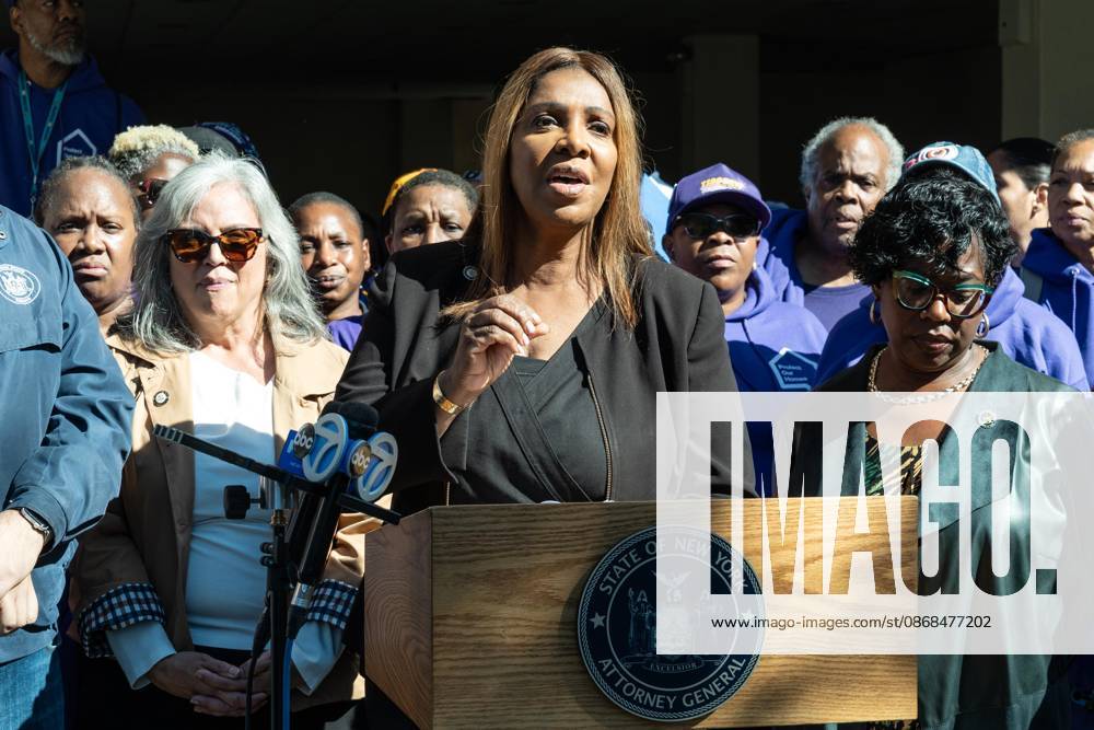 State Attorney General Letitia James speaks at the rally to help New Yorkers protect their homes at Bronx Bethany Church in the Bronx borough of New York, NY on October 3, 2026 Bronx USA - ZUMAr339 20261003_znp_r339_017