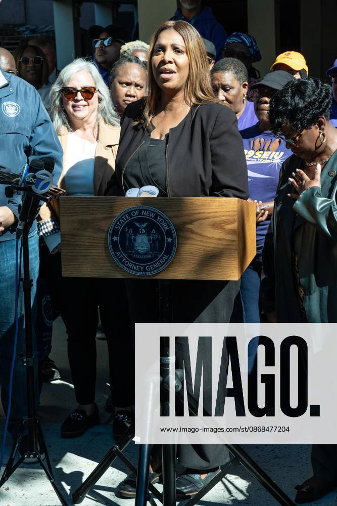State Attorney General Letitia James speaks at the rally to help New Yorkers protect their homes at Bronx Bethany Church in the Bronx borough of New York, NY on October 3, 2026 Bronx USA - ZUMAr339 20261003_znp_r339_018