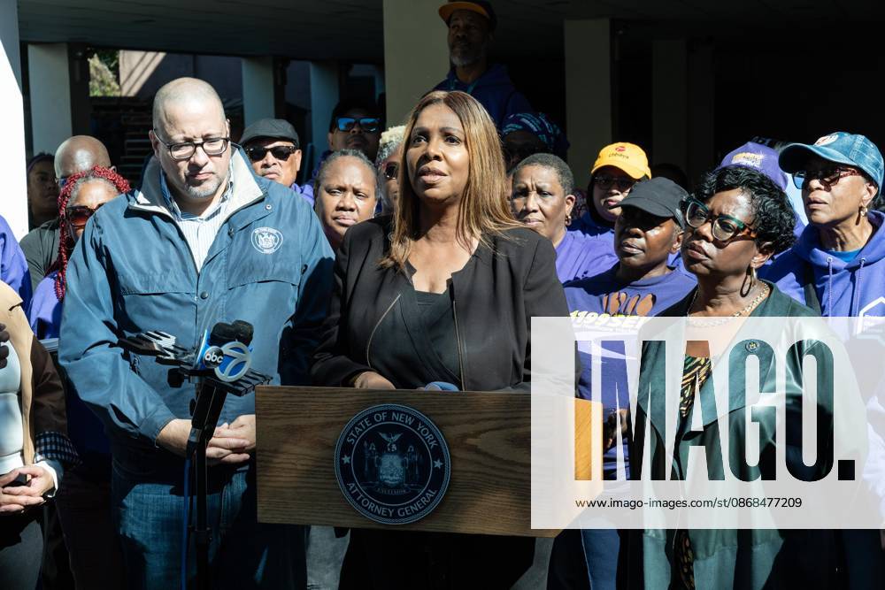 State Attorney General Letitia James speaks at the rally to help New Yorkers protect their homes at Bronx Bethany Church in the Bronx borough of New York, NY on October 3, 2026 Bronx USA - ZUMAr339 20261003_znp_r339_021