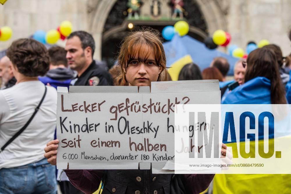 Coinciding with the Tag der Deutschen Einheit (Day of German Unity), Ukrainians in Munich, Germany not only celebrated the reunification of East and West Germany, they celebrated Ukrainian unity and made pleas to the world to avoid a humanitarian catastrophe and famine in Oleshky, a city in Ukraineâ€⠢s Kherson region where some 6,000 civilians (with 200 children) are currently under complete isolation via a Russian blockade. Munich Germany - ZUMAb160 20261003_abp_b160_003