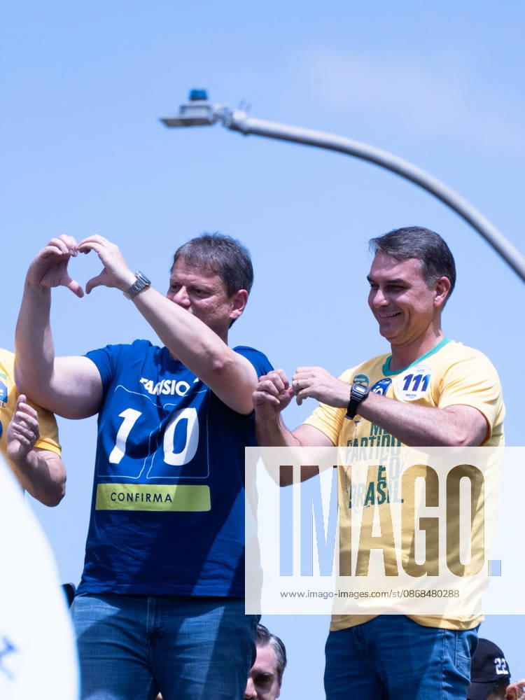 Flavio Bolsonaro and Tarcisio de Freitas attend campaign motorcycle rally in Sao Paulo Flavio Bolsonaro, candidate for President of Brazil, and Sao Paulo Governor Tarcisio de Freitas, candidate for reelection, participate in a campaign motorcycle rally between Santa Barbara d Oeste and Americana, Sao Paulo state, Brazil, on October 3, 2026, on the final day of campaigning for the first round of the 2026 Brazilian elections. The event was also attended by Senate candidates Andre do Prado and Guilherme Derrite.