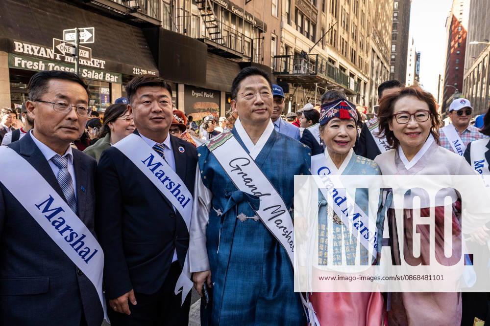 Grand marshals of the 2026 NYC Korean Parade pose for a photo before the start of the march. New York USA - ZUMAh214 20261003_znp_h214_002