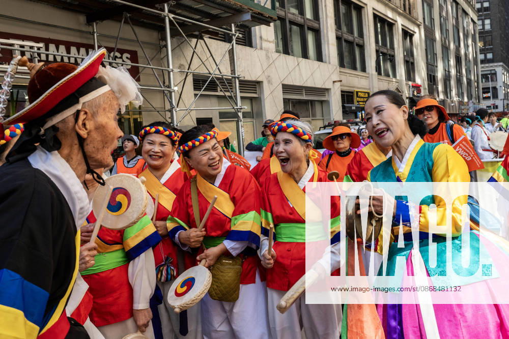 2026 NYC Korean Parade participants share a laugh while waiting for the parade to begin. New York USA - ZUMAh214 20261003_znp_h214_004