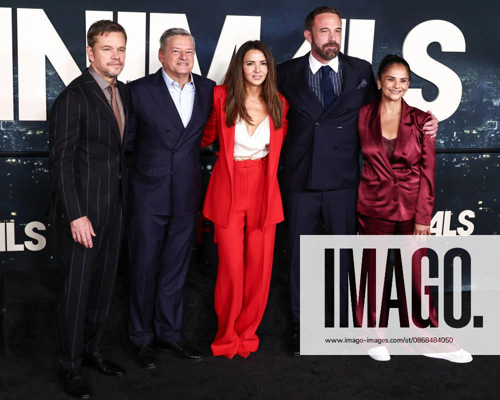 World Premiere Of Netflix s Animals WESTWOOD, LOS ANGELES, CALIFORNIA, USA - OCTOBER 01: Matt Damon, Ted Sarandos, Luciana Barroso, Ben Affleck and Bela Bajaria arrive at the World Premiere Of Netflix s Animals held at Westwood Village Theater on October 1, 2026 in Westwood, Los Angeles, California, United States. (Photo by Xavier Collin Image Press Agency)