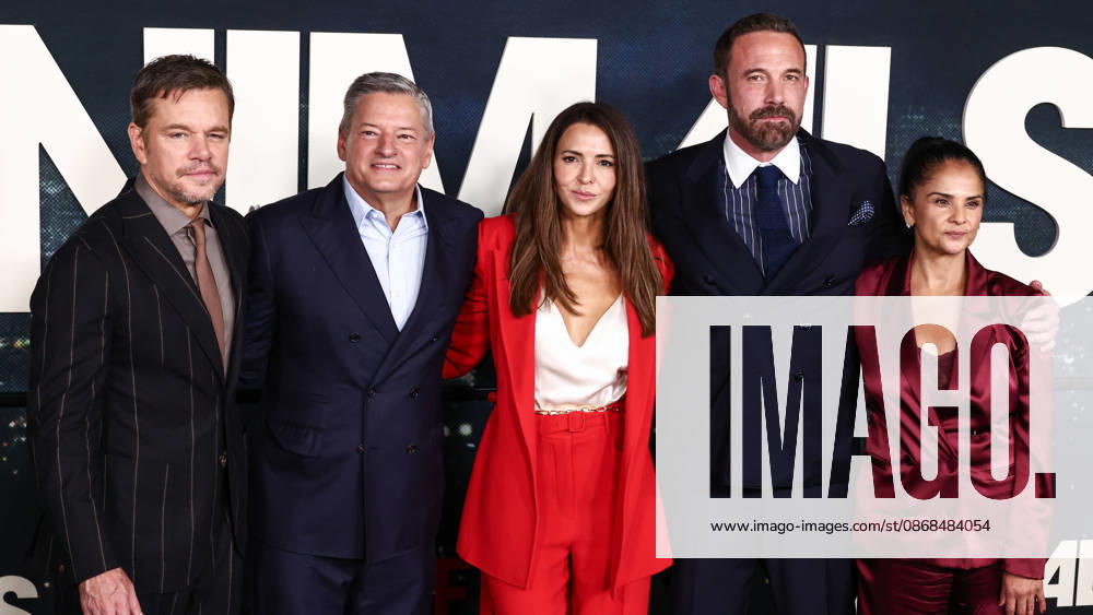 World Premiere Of Netflix s Animals WESTWOOD, LOS ANGELES, CALIFORNIA, USA - OCTOBER 01: Matt Damon, Ted Sarandos, Luciana Barroso, Ben Affleck and Bela Bajaria arrive at the World Premiere Of Netflix s Animals held at Westwood Village Theater on October 1, 2026 in Westwood, Los Angeles, California, United States. (Photo by Xavier Collin Image Press Agency)