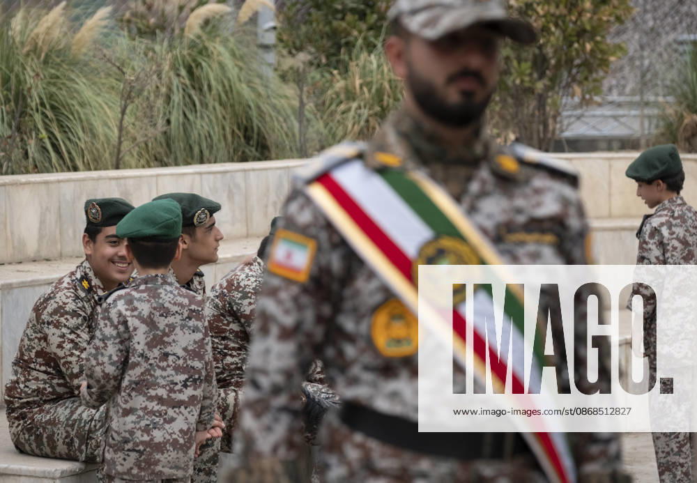 Opening Ceremony Of Second City-Square Military Training Camp Iranian schoolboys wearing Iranian Army military uniforms speak with each other during the opening ceremony of the second city-square military training camp for self-sacrificing forces in downtown Tehran, Iran, on October 3, 2026. The camp was established by the Basij paramilitary force, with personnel from the Islamic Republic of Iran Army responsible for training the volunteers. Tehran Tehran Iran