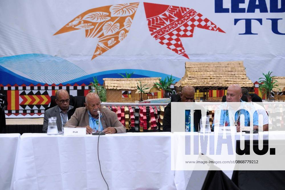 Fijian Prime Minister SITIVENI RABUKA addresses the attendees at the Pre-COP31 Leaders event, including Tuvaluan Prime Minister FELETI TEO in Funafuti, Tuvalu. Over a dozen leaders touched down on the tiny Pacific atoll nation of Tuvalu on October 6, 2026 for a first-hand look at a once-vibrant ecosystem being threatened due to climate change. Funafuti Tuvalu - ZUMA 20261006_int_h213_036