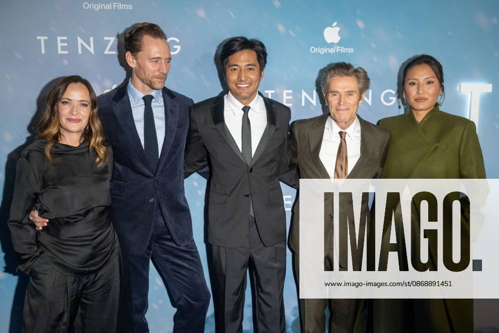 (L-R) Jennifer Peedom, Tom Hiddleston, Genden Phuntsok, Willem Dafoe and Thinley Lhamo attend.Apple Original Films Tenzing New York Premiere at DGA Theater on October 07, 2026 in New York City. New York United States - ZUMAs197 20261007_aaa_s197_455