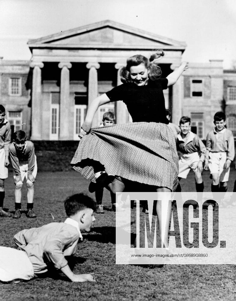 Greta Gynt finds that her New Look allows for plenty of freedom of movement as she kicks at goal to declare the match open at Mill Hill School to-day (Thursday). The final scenes for the Two cities production of Hugh Walpole s story. Mr. Perrin and Mr. Traill