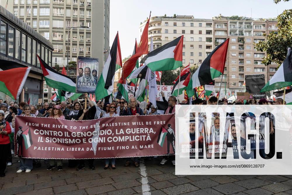 Pro-Palestinian demonstration in Milan MILAN, ITALY - OCTOBER 10: Protestors gather on the 3rd anniversary of the start of the ongoing conflict in Gaza, to show solidarity demonstration with Palestine in Milan, Italy, on October 10, 2026. The protesters are demanding an end to the ongoing war in Gaza and the unhindered entry of humanitarian aid; a halt to the shipment of arms to and from Israel; the cessation of military, economic, and academic cooperation between Italy and Israel; and the withdrawal of Bill 1004. Andrea Carrubba Anadolu Milan Italy. Editorial use only. Please get in touch for any other usage.
