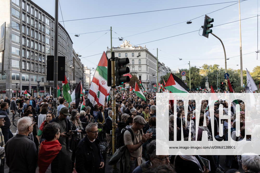 Pro-Palestinian demonstration in Milan MILAN, ITALY - OCTOBER 10: Protestors gather on the 3rd anniversary of the start of the ongoing conflict in Gaza, to show solidarity demonstration with Palestine in Milan, Italy, on October 10, 2026. The protesters are demanding an end to the ongoing war in Gaza and the unhindered entry of humanitarian aid; a halt to the shipment of arms to and from Israel; the cessation of military, economic, and academic cooperation between Italy and Israel; and the withdrawal of Bill 1004. Andrea Carrubba Anadolu Milan Italy. Editorial use only. Please get in touch for any other usage.