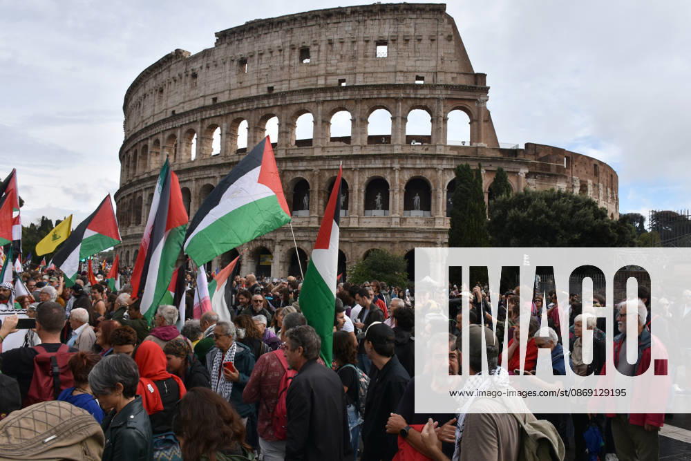Thousands rally across Italy in support of Palestine ROME, ITALY - OCTOBER 10: Thousands of demonstrators take to the streets to show solidarity with Palestinians and call for an end to the war in Gaza, on October 10, 2026, in Rome, Italy. Demonstrators carrying Palestinian flags march from the Colosseum to Sapienza University despite rainy weather, holding a banner. Baris Seckin Anadolu Rome Italy. Editorial use only. Please get in touch for any other usage.