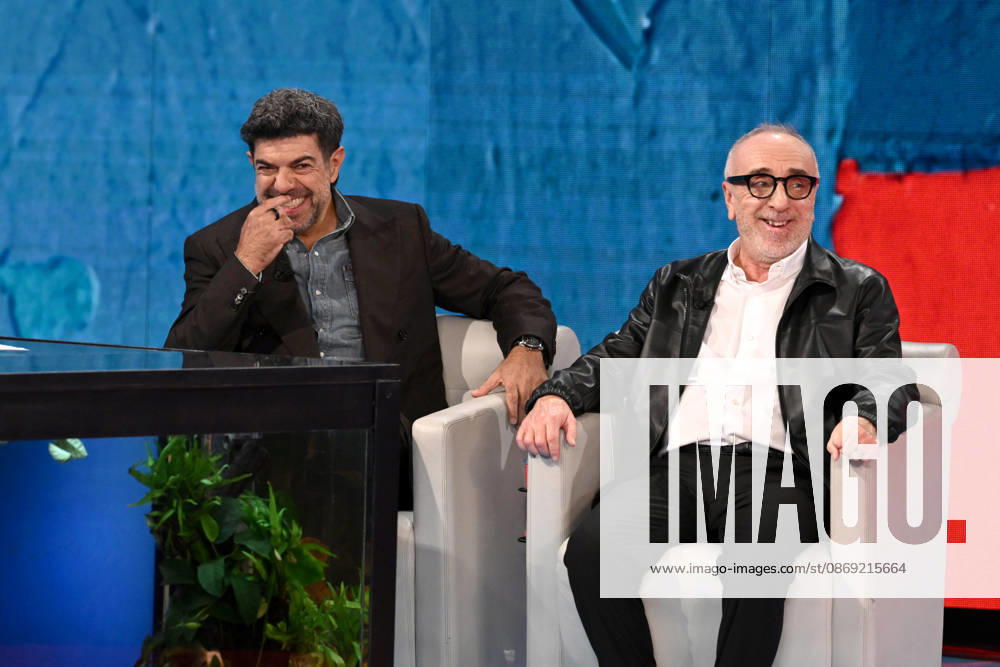 IPA89573923 - Milan, TV Show Che Tempo Che Fa - Nove. Pictured: Pierfrancesco Favino, Silvio Orlando