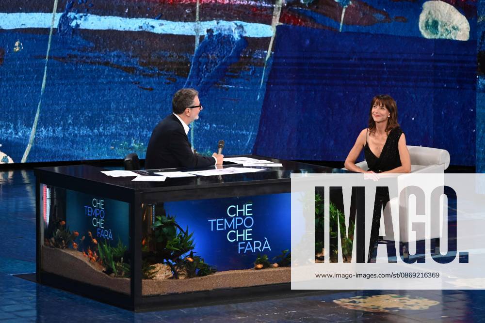 IPA89573783 - Milan, TV Show Che Tempo Che Fa - Nove. Pictured: Fabio Fazio, Sophie Marceau