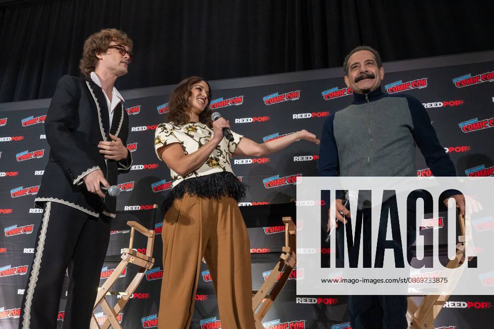 (L-R) Matthew Gray Gubler, Melissa Fumero and Tony Shalhoub attend a panel discussion for CBS s new crime-solving drama EINSTEIN!.during New York Comic Con 2026 at The Jacob K. Javits Convention Center on October 11, 2026 in New York City. New York United States - ZUMAs197 20261011_aaa_s197_401