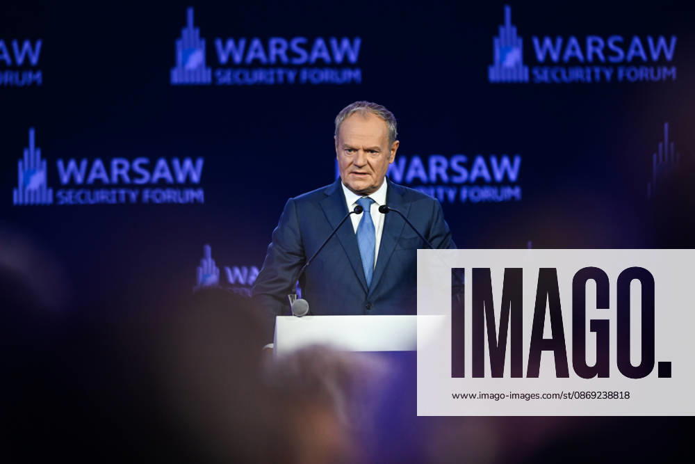 Warsaw Security Forum 2026 kicks off in Poland WARSAW, POLAND - OCTOBER 12: Polish Prime Minister Donald Tusk delivers his opening remarks to delegates on the first day of the Warsaw Security Forum 2026 (WSF2026) in Warsaw, Poland, on October 12, 2026. The two-day international defense conference brings together regional leaders, NATO officials and military commanders under this year s theme, United We Stand. Artur Widak Anadolu Warsaw Poland. Editorial use only. Please get in touch for any other usage.