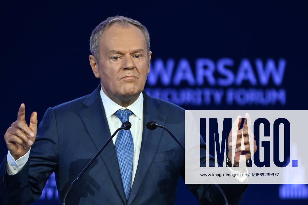 Warsaw Security Forum 2026 kicks off in Poland WARSAW, POLAND - OCTOBER 12: Prime Minister of Poland Donald Tusk delivers his opening address to delegates during the first day of the Warsaw Security Forum 2026 (WSF2026) in Warsaw, Poland, on October 12, 2026. The two-day international defense conference gathers regional leaders, NATO officials, and military commanders under this year s theme, United We Stand. Artur Widak Anadolu Warsaw Poland. Editorial use only. Please get in touch for any other usage.