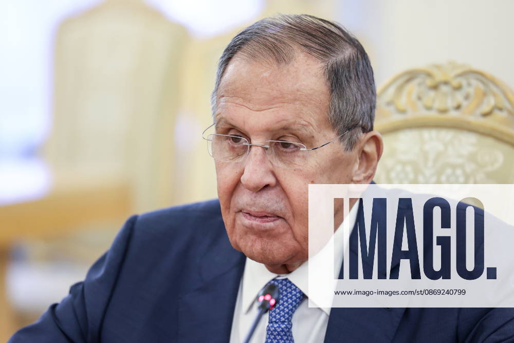 RUSSIA, MOSCOW - OCTOBER 12, 2026: Sergei Lavrov, Russia s Foreign Minister, attends a meeting with Youssef Rajji, Lebanon s Minister of Foreign Affairs and Emigrants, at the Reception House of the Foreign Ministry Moscow Russia - ZUMAt113 20261012_zaa_t113_054