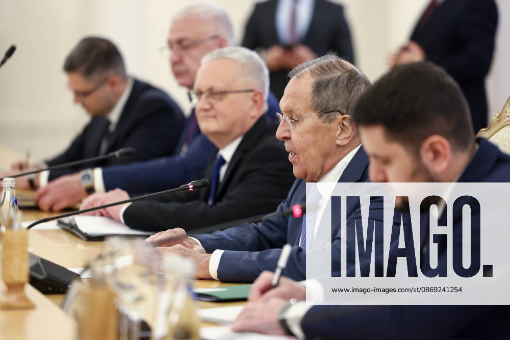 RUSSIA, MOSCOW - OCTOBER 12, 2026: Sergei Lavrov, Russia s Foreign Minister, attends a meeting with Youssef Rajji, Lebanon s Minister of Foreign Affairs and Emigrants, at the Reception House of the Foreign Ministry. Artyom Geodakyan TASS 99174297